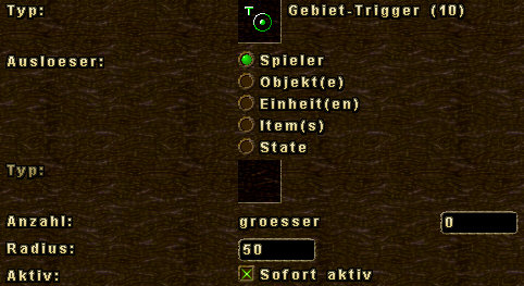 Gebiet-Trigger Einstellungen